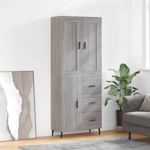 vidaXL Visoka komoda siva sonoma 69,5x34x180 cm inženirski les Cene