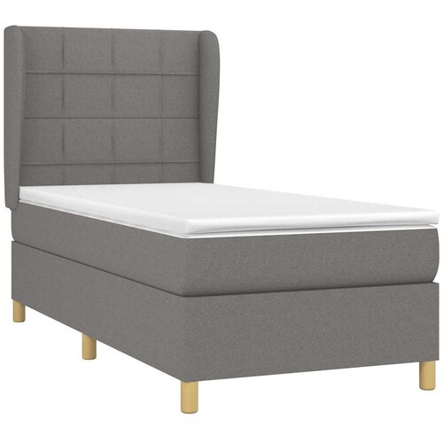  Krevet s oprugama i madracem tamnosivi 90 x 190 cm od tkanine Slike