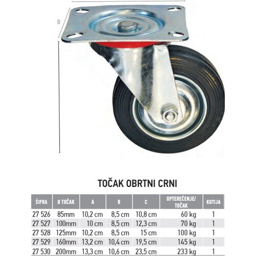 FF_Group FF tocak obrtni 100mm crni Cene