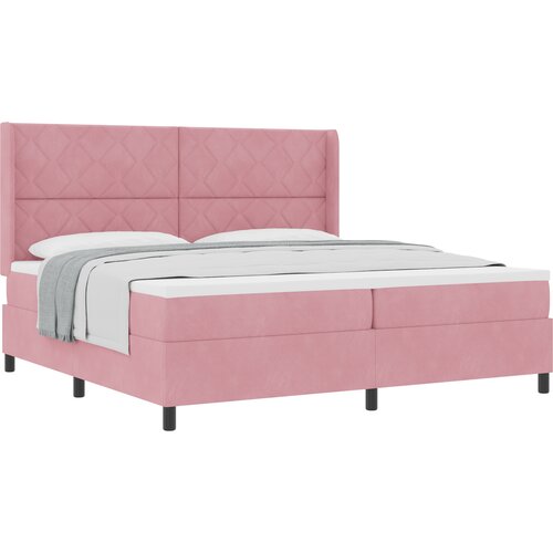 vidaXL Box Spring postelja z vzmetnico Roza 200x200 cm Žamet, (22050432) Cene