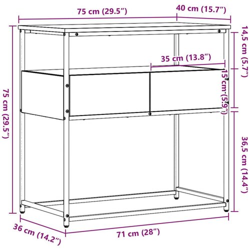 vidaXL Konzolna miza Star les Les, Kovina 75 x 40 x 75 cm Zelo visoka Cene