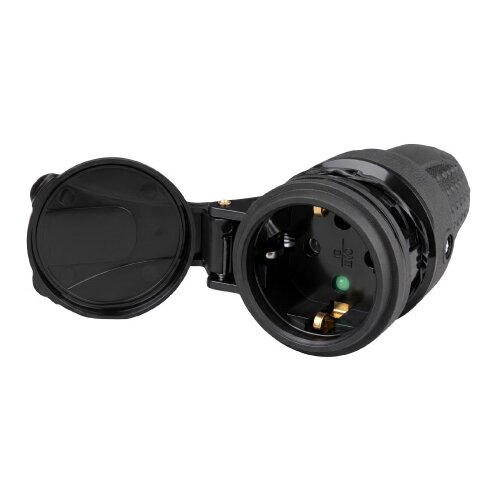  Gumena &amp;scaron;uko utičnica sa za&amp;scaron;titom kontakata, IP44, 16A, 220-240V, crna Slike