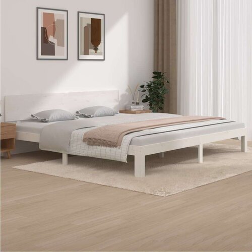  Posteljni okvir bel iz trdne borovine 200x200 cm, (20601656) Slike