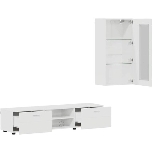  Set TV komoda FLORIN 3 pcs Visoki sjaj bijela Konstruirano drvo Slike