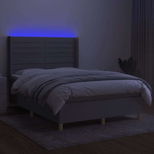  Box spring s madracem LED svjetlosivi 140x200 cm tkanina Slike