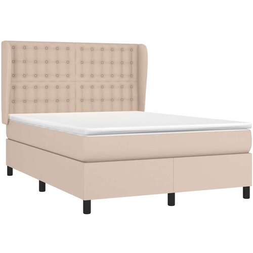 VidaXL Krevet s oprugama i madrac cappuccino 140x190cm od umjetne kože Slike
