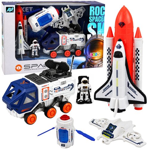  Svemirska raketa za igru sa svemirskim vozilom i astronautom - plavo/bijelo/narančasti Cene