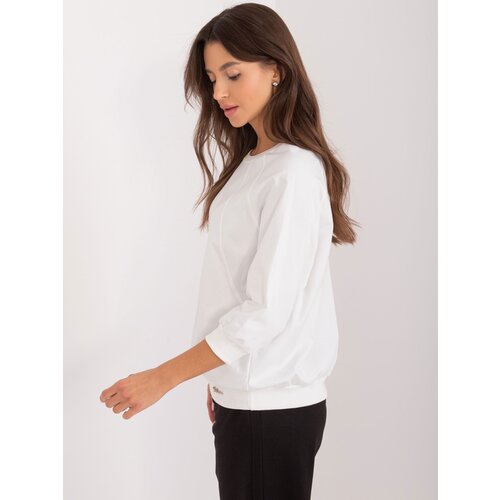 Fashion Hunters Ecru cotton blouse with 3/4 sleeves Slike