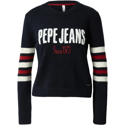 Pepe Jeans Pulover 'BONNIE' temno modra / karminsko rdeča / bela