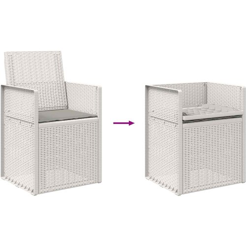  Vrtne stolice za blagovanje 2 pcs Bijela i svjetlosiva PP Slike