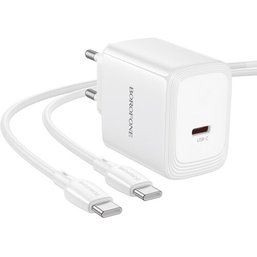 Borofone Zidni punjač s kabelom Type-C na Type-C Fuente GaN Type-C QC3.0 PD 40W bijeli Slike