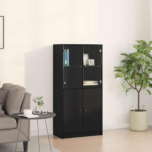  Highboard Crni hrast 68 x 37 x 142 cm Slike