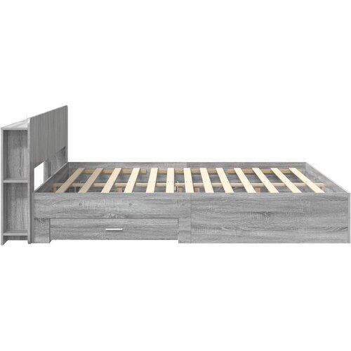  Okvir kreveta s pohranom s uzglavljem Siva Sonoma 200 x 200 cm Slike