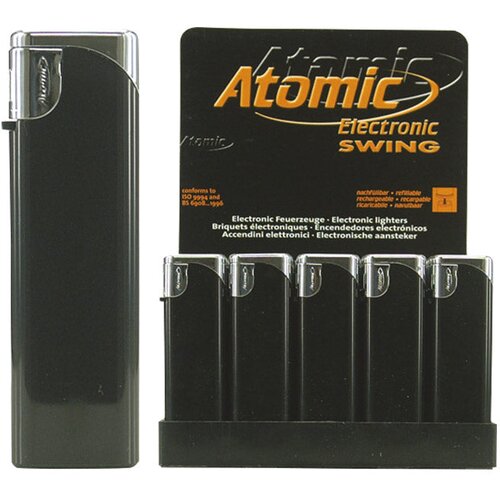  Upaljač elektronski sjajni atomic swing trober 3622200 crno/srebrni Slike