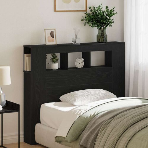 STORAGE Headboard s LED svjetlima Crni hrast 120x18 5x103 5 cm Cijene