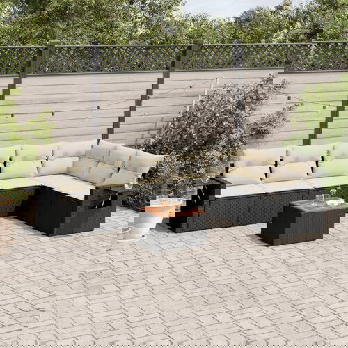 vidaXL 8-dijelni set vrtnih sofa od poliratana s jastucima crni Cijene
