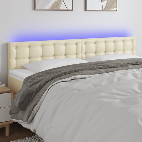 vidaXL LED uzglavlje krem 160 x 5 x 78/88 cm od umjetne kože Cijene