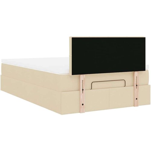 VidaXL Otomanski okvir kreveta s madracem krem 120x200cm od tkanine Slike