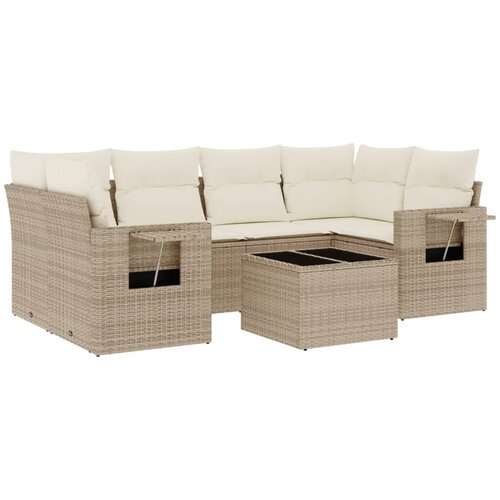  7-dijelni set vrtnih sofa od poliratana s jastucima bež 85 x 62 x 69 cm Slike