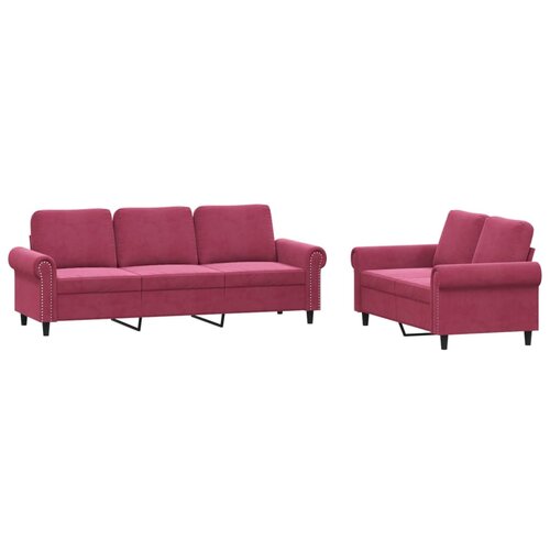 VidaXL 2-dijelni set sofa s jastucima crvena boja vina bar&amp;scaron;unasti Slike