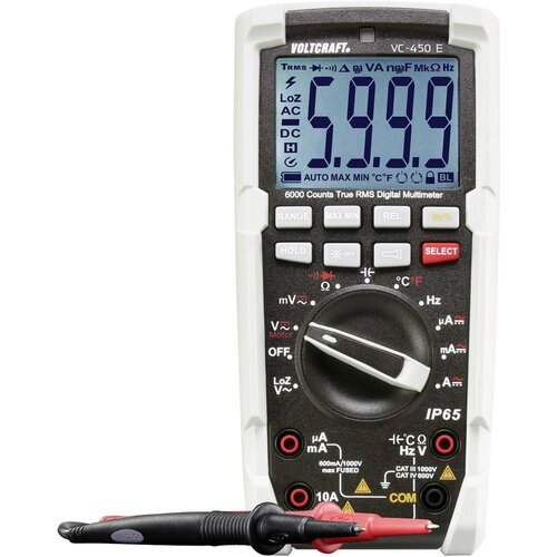 Voltcraft Ročni multimeter, digitalni VC-450 E kalibracija narejena po: delovnih standardih, za&scaron;čiten pred vodnimi curki (IP65) CAT, (5000299194) Cene