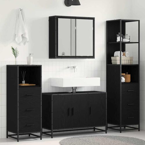  Set namje&scaron;taja za kupaonicu 3 kom. Crni hrast 90 x 33 x 60 cm Cijene