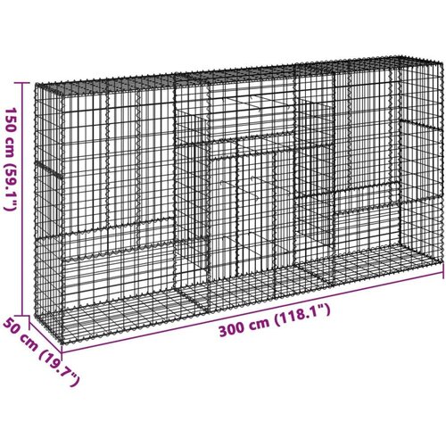 VidaXL Gabionska ko&amp;scaron;ara s poklopcem 300x50x150 cm pocinčano željezo Slike