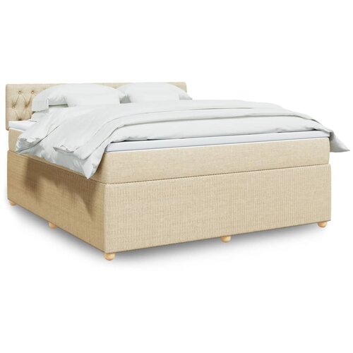 vidaXL Box spring postelja z vzmetnico krem 180x200 cm blago Cene