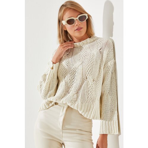 Bianco Lucci Women's Openwork Sweater Slike