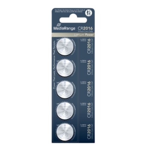 Mediarange Germany baterije CR2016 / 80mAh, 3V - pakovanje 1/5 Slike