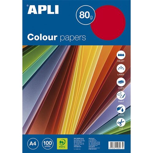 Apli Barvni papirji, fluorescentne barve 100 listov, sortirane barve, (20366109) Cene