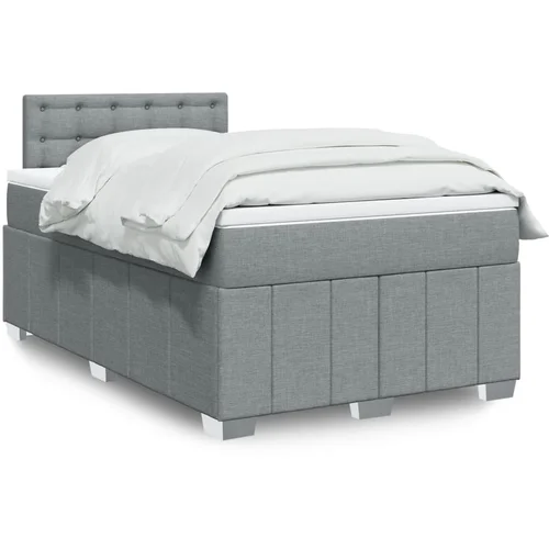 vidaXL Boxspring postelja z vzmetnico svetlo siva 120x190 cm blago