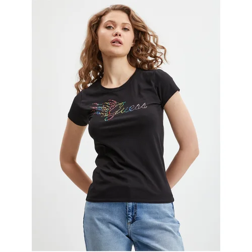 Guess Black Women's T-Shirt Flame - Women