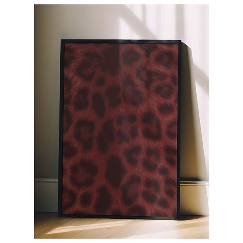 Wallxpert uramljena slika 115237, leopard &amp;scaron;ara u bordo i crnoj boji, 30 x 40 cm, crni ram Slike