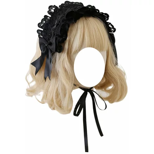 Generic Ženski naglavni trak Lolita, črna čipkasta služkinja, naglavni trak, dodatek za lase, dekliški gotski naglavni trak za kostumsko zabavo Cosplay, (21077408)
