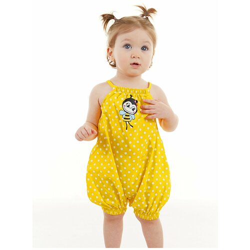Denokids Bee Baby Girl Poplin Yellow Overalls Slike