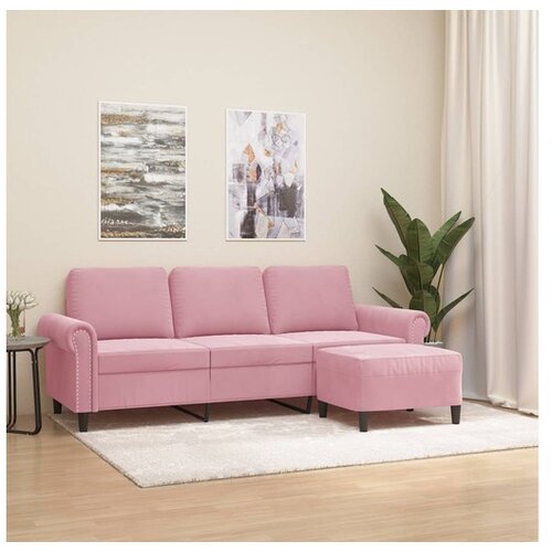 vidaXL Trosed s stolčkom za noge roza 180 cm žamet Cene