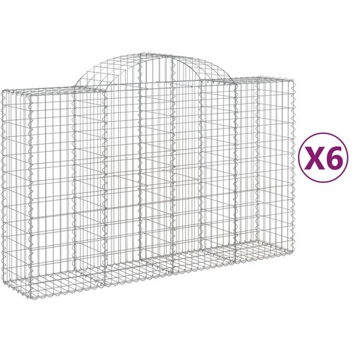 vidaXL Obokane gabion košare 6 kosov 200x50x120/140cm pocinkano železo, (20758024) Cene
