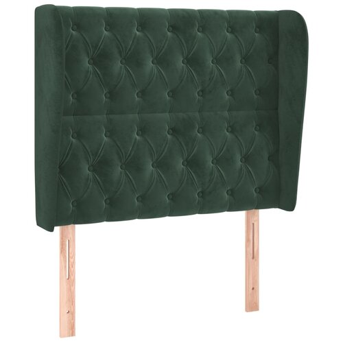 Maison Chic Posteljno vzglavje - Vzglavna omarica - Nočna omarica z u&amp;scaron;esi temno zeleno 93x23x118/128 cm žamet, (21710031) Slike
