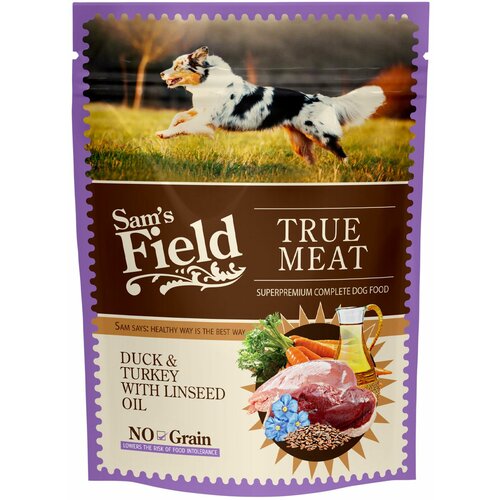Sams Field Dog Vrećica Adult pačetina, ćuretina i laneno ulje, potpuna vlažna hrana za pse 260g Slike