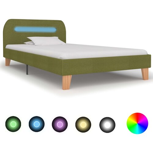 Furnova Posteljni okvir z LED osvetlitvijo zeleno blago 90x200 cm, (21940753) Slike