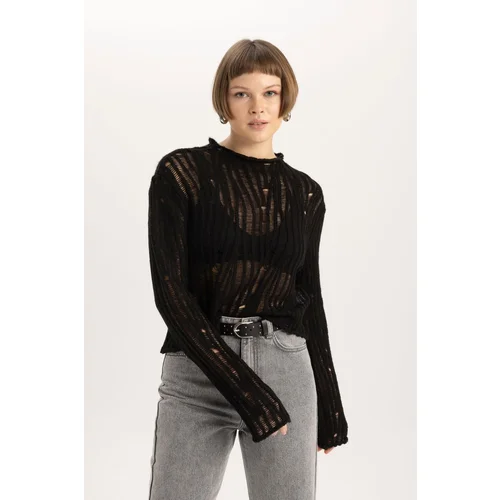 Defacto Relax Fit Half Turtleneck Lace Sweater