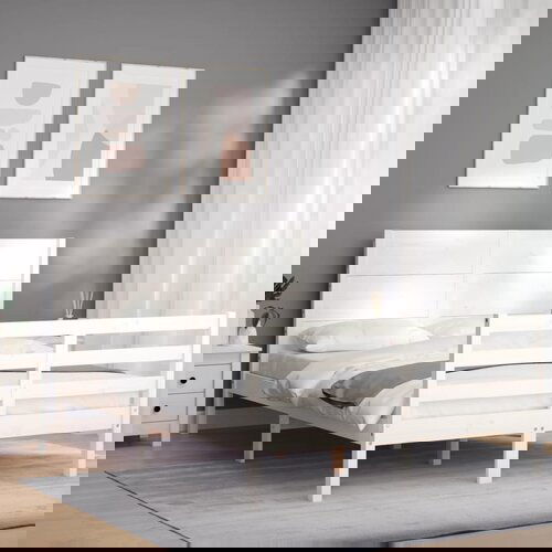 vidaXL Okvir kreveta s uzglavljem bijeli 140 x 190 cm od masivnog drva Cijene