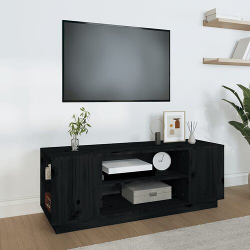 vidaXL TV omarica črn 110x35x40,5 cm trdna borovina Cene