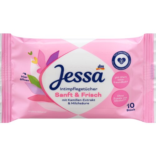 Jessa Vlažne maramice za intimnu negu - sa ekstraktom kamilice i mlečnom kiselinom 10 kom Cene