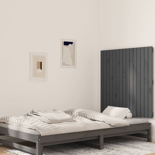 vidaXL Stensko posteljno vzglavje sivo 95,5x3x90 cm trdna borovina Cene