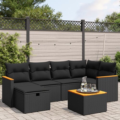 vidaXL 7-dijelni set vrtnih sofa od poliratana s jastucima crni Cijene