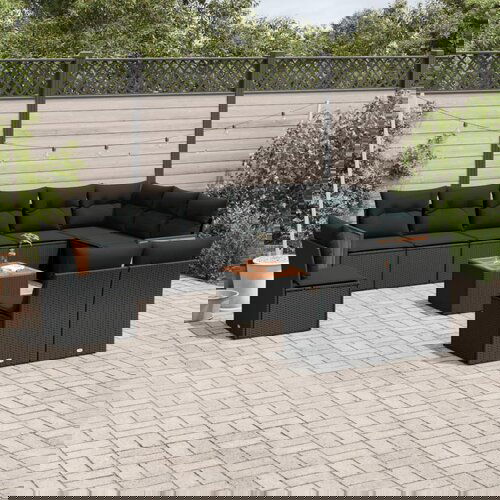 vidaXL 11-dijelni set vrtnih sofa od poliratana s jastucima crni Cijene