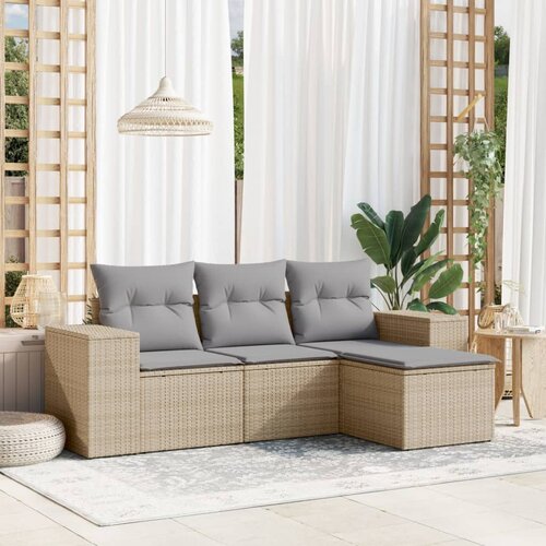 vidaXL 4-dijelni set vrtnih sofa s jastucima bež od poliratana Cijene