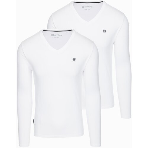 Ombre Set of men&amp;#039;s SLIM FIT longsleeves with V-neck and logo 2-pack Slike